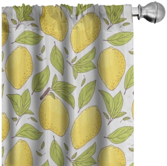 Abakuhaus Gardine Vorhang für Wohnzimmer Schlafzimmer Dekor, Microfaser, Zitrone Limonade Obst Blätter Doodle