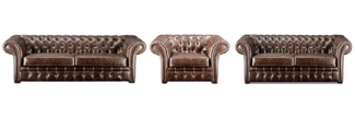 Vente-unique - Chesterfield Garnitur 3+2+1 - Vintage Leder - Braun - CLOTAIRE