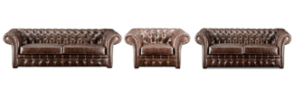 Vente-unique - Chesterfield Garnitur 3+2+1 - Vintage Leder - Braun - CLOTAIRE