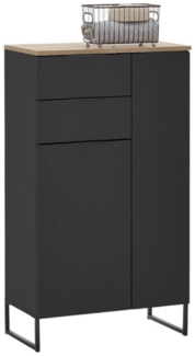 moebel-dich-auf Kommode ASPEN (Highboard, Badschrank mit 2 Schubkästen, in Schwarz matt), Breite 60 cm