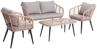 Lounge-Set Bamboo , Rattan , Beige, Grau , 0 x 0 x 0 cm