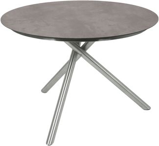 Gartentisch HUGO rund - Edelstahl/Kunststoff, Grau, 110 x 110 x 75 cm | Terrassentisch Wetterfest Outdoor Tisch