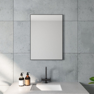 AQUABATOS Wandspiegel Bad Spiegel Schwarz Alu-Rahmen Dekospiegel Schwarz Badezimmer Spiegel (Badspiegel Hängespiegel Aluminiumrahmen ohne Beleuchtung modern, vertikal oder horizontal montierbar, Geeignet für Flur, Schlafzimmer, Wohnzimmer)