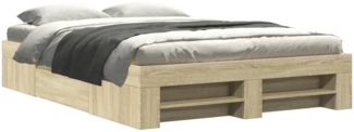vidaXL Bettgestell Sonoma-Eiche 135x190 cm Holzwerkstoff 3295508