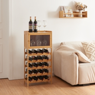 en. casa 'Gjerstad' Weinregal, Bambus Natur, 100 x 47 x 28 cm