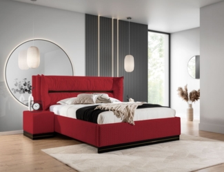 Polsterbett Doppelbett Set. 3 HAMILTON 140x200cm Stoff Magic Velvet Rot