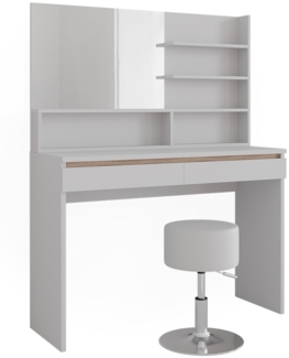 Vicco Schminktisch Weiß 120 cm mit Spiegelregal & Hocker, Emma
