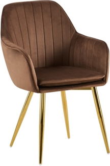 Esszimmerstuhl SULIS - Samt Braun 60x86x57 cm Gold | Essstühle Esszimmerstühle Küchenstühle Wohnzimmerstühle