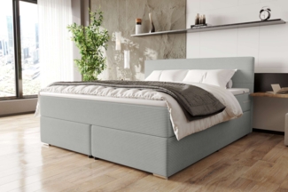 99rooms 'Phönix' Boxspringbett, Hellgrau, 180x200 cm, Cordstoff POSO