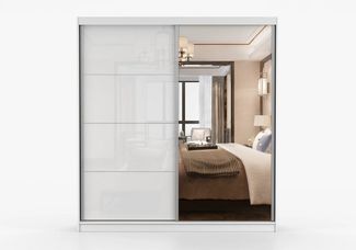 imoebel24 Schwebetürenschrank POLA 35 203 - Weiss Matt / Weiss