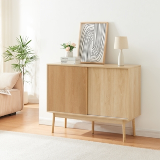 en. casa 'Landskrona' Sideboard, Spanplatte + MDF Eichenoptik, 90 x 115 x 40 cm