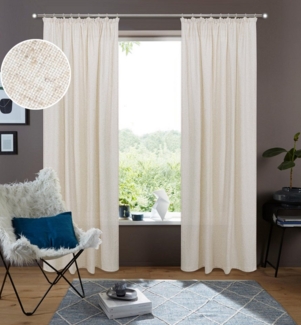my home Gardine Rudy (2 St), Kräuselband, halbtransparent, Leinenstruktur, Halbtransparent, Leinenlook, Polyester-Leinen Mischung, 2-er Set