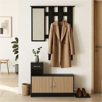 HTI-Living Garderoben-Set Garderoben-Set Dana mit Schuhschrank Schwarz, (Set, 2-St)