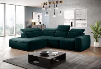 Stylefy Colton L Ecksofa Velours KRONOS Grün Links