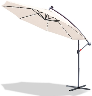 Clanmacy Sonnenschirm Sonnenschirm 300/350cm Terrassen Balkonschirm Gartenschirm LED Solar, Aluminium/Polyester