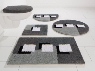 my home Badematte Ada, Badvorleger, Badezimmer Teppich, Höhe 21 mm, rutschhemmend beschichtet, fußbodenheizungsgeeignet, schnell trocknend, strapazierfähig, Polyester, rechteckig, 3-tlg. Hänge-WC Set, Badteppich, Badematten auch als 3 teiliges Set erhä...