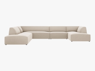 Micadoni Panorama-Ecksofa Ruby 7-Sitzer Links Samt Salvador Beige