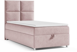 Best for Home Boxspringbett K2 SINGLE mit Bettkasten mit Lieferung, Aufbau & Entsorgung (Rosa 100x200)
