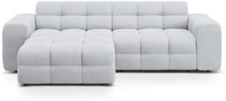Micadoni Ecksofa Kendal 4-Sitzer Links Strukturierter Stoff Hellgrau Buchenholz schwarz