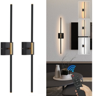 Rosnek Wandleuchte USB-C Wiederaufladbare LED Wandlampe mit Fernbedienung, 330° Drehbare, 2er Set, LED fest integriert, Warmweiß/Weiß/Kaltweiß, 10000mAh, 8W, 72cm Dimmbar Nachttischlampe mit Timer für Wohnzimmer