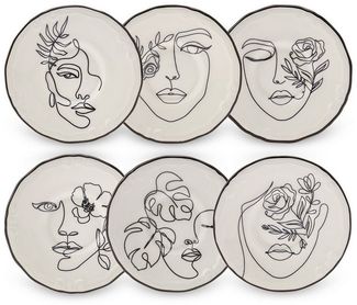 Karaca Kuchenteller Face Torten Set für 6 Personen, Tortenplatte, Porzellan, Torten Deko