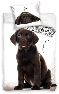 Carbotex Bettwäsche Labrador Retriever Hund - Wende-Bettwäsche-Set, 135x200 & 80x80, Baumwolle, 100% Baumwolle