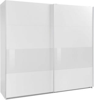 Schwebetürenschrank Bramfeld Kleiderschrank 225x64x208cm weiß Weißglas