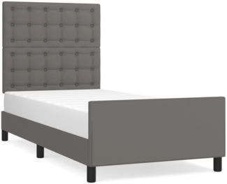 vidaXL Bettgestell mit Kopfteil Grau 100x200 cm Kunstleder 3125559