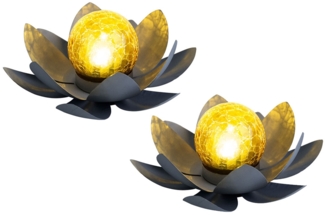 2er Set LED Solarleuchte, Lotusblume, 25 cm
