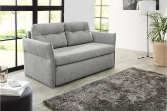 Schlafsofa TIM Stoff grau mit Bettkasten und Kissen 158 cm