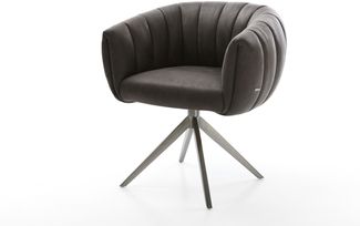 Drehstuhl Jada-Flex Mikrofaser Anthrazit Vintage Kreuzgestell breit Graphit 360° drehbar Wippfunktion Taschenfederkern