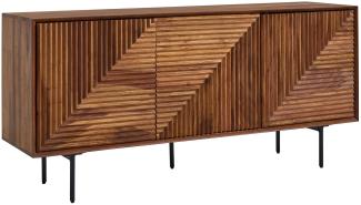 Kadima Design Sideboard aus Sheesham Massivholz und Metall, Modernes Design, mit 3 Türen. 148x40x72 cm