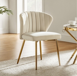 HULALA HOME Stuhl Eleganter Stuhl mit Samtbezug, goldene Metallbeine (1 St), hochdichte Schwammpolsterung, Max. 113 kg Traglast