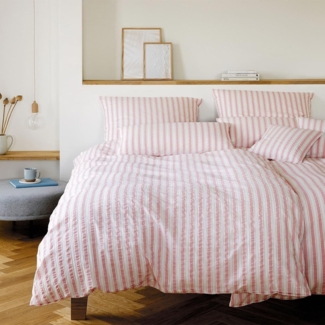elegante Web-Seersucker Bettwäsche Svaneke|135x200 cm + 40x80 cm| zart-pink