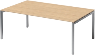 Bisley Cito Konferenztisch höhenverstellbar - 200 x 120 cm Meetingtisch XXL Schreibtisch in Ahorn - Gestell: silber, DUH2012-MP-355M. 1