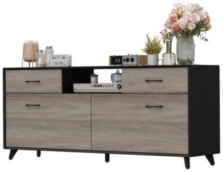 FUFU&GAGA Lowboard 160*40*68cm, Walnuss + Schwarz, MDF