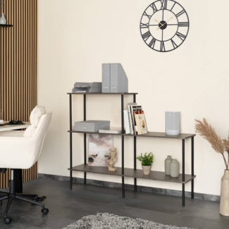 HOME DELUXE Regal INDU Dark Oak - (L x B x H): 140 x 35 x 110 cm