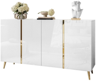 Lookway Kommode ONYX 4D mit goldenen Beinen, Breite: 158 cm