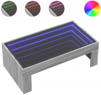 Couchtisch, Sofatisch mit Infinity-LED Grau Sonoma 90 x 50 x 30 cm