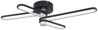 LED Deckenleuchte, Metall, schwarz, Lautsprecher, L 91,5 cm