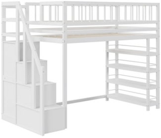 Odikalo Kinderbett Hochbett 90x200 cm, mit Kleiderschrank,Sicherheitskletterleiter