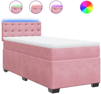 vidaXL Boxspringbett mit Matratze Rosa 90x190 cm Samt 3288491