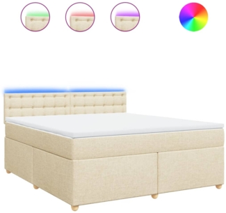 vidaXL Boxspringbett mit Matratze Creme 180x200 cm Stoff 3289078
