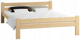 Home Collective Bettgestell Einzelbett Holzbett aus Massivholz Kiefer mit Lattenrost (mit abgerundeten Kanten & verstärkter Mittelstrebe), 205x172x58.5 cm, Kiefer Natur