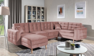 Wohnlandschaft Asgard U Rosa – Schlafsofa mit Stauraum