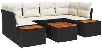 vidaXL Garten-Sofa-Set mit Kissen 6 pcs Schwarz Poly Rattan 3356702