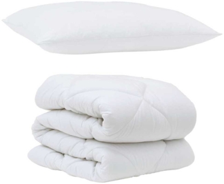 vidaXL Bettdecke mit Kissen 2 pcs Weiß Mikrofaser 3376624