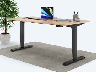 Desktopia Pro X - Elektrisch höhenverstellbarer Schreibtisch / Ergonomischer Tisch mit Memory-Funktion, Buche, Gestell Schwarz, 120x80 cm