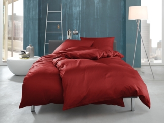Mako Interlock Jersey Bettwäsche "Ina" uni/einfarbig rot Garnitur 155x220 + 80x80 von Bettwaesche-mit-Stil