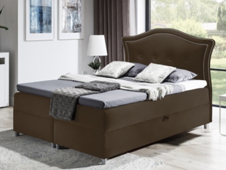 99rooms Lulu Boxspringbett 120x200 cm Kunstleder MADRYT Dunkelbraun